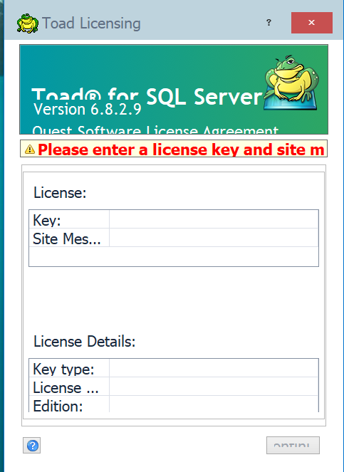 toad sql server license key